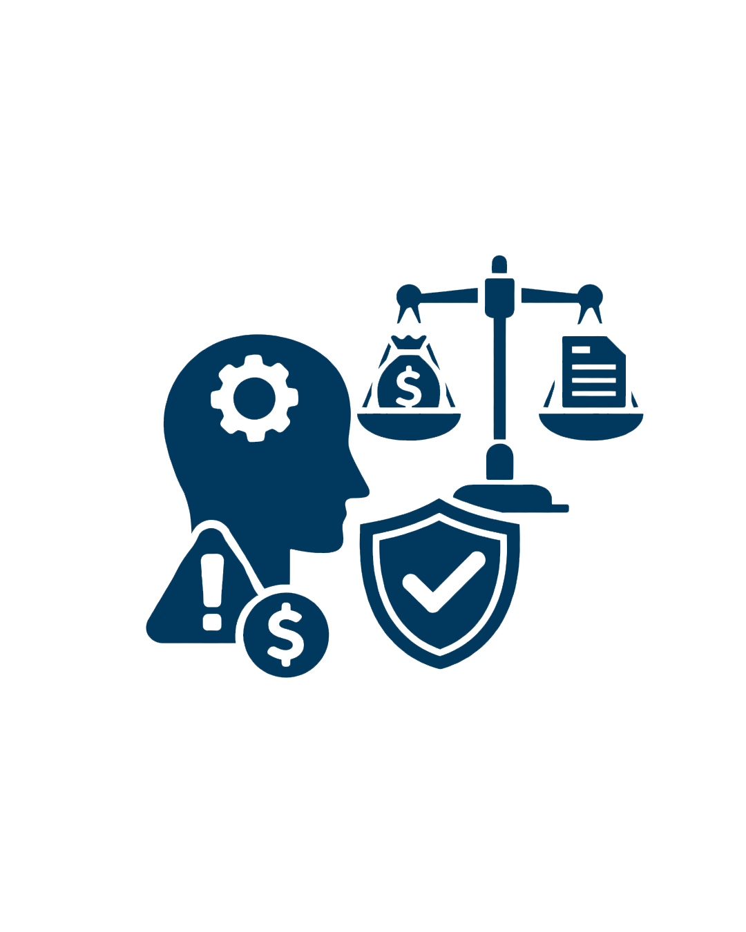 Ilustração de um aperto de mãos acima de ícones de ampulheta, escudos de proteção e uma pessoa em cadeira de rodas.